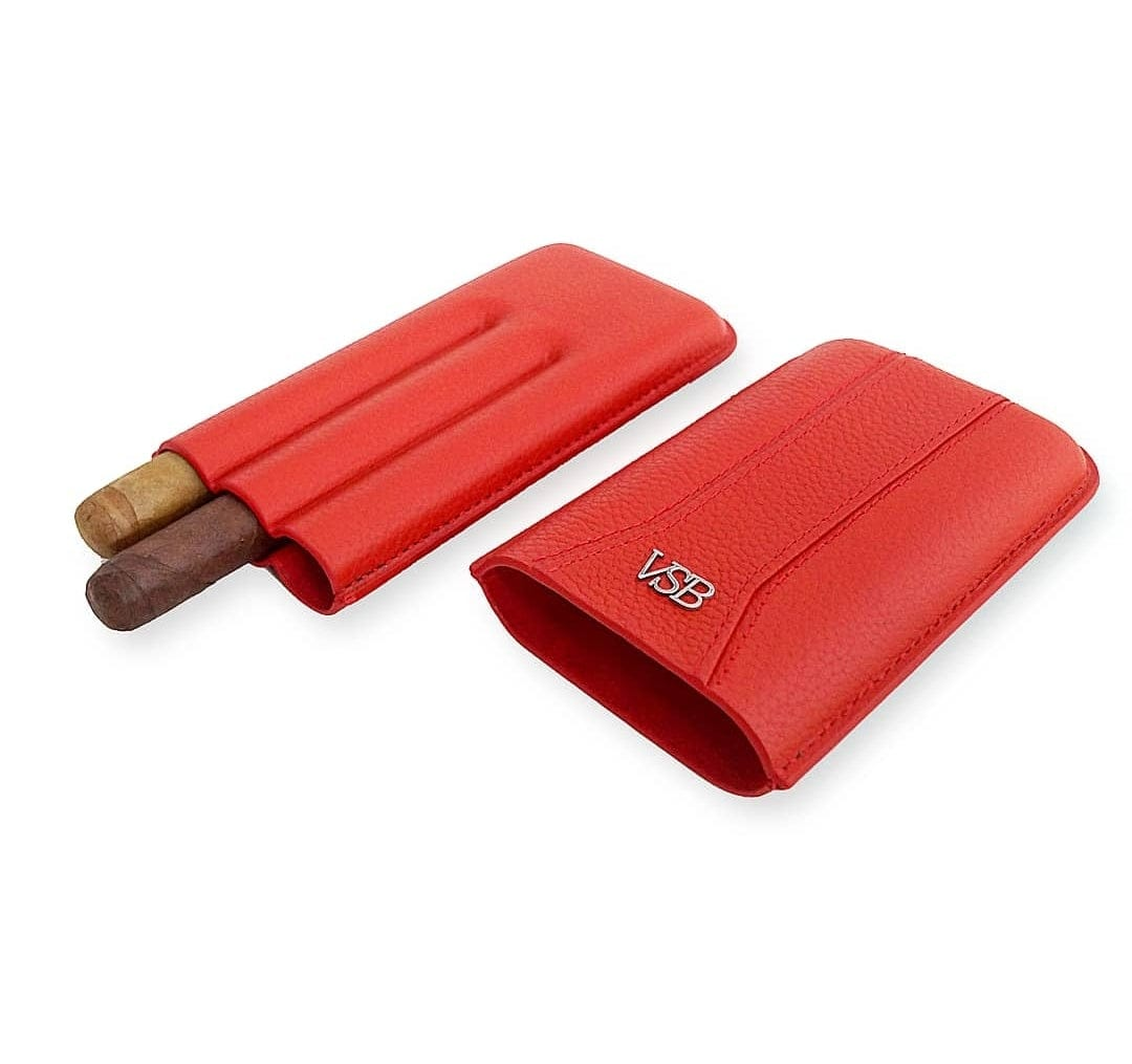 Three Finger British Racing Green Leather Cigar Case